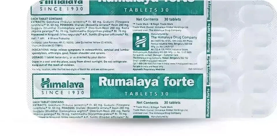 Himalaya Rumalaya Forte 3 Pack (180 Tabs) – Herbal Joint & Back Pain Relief