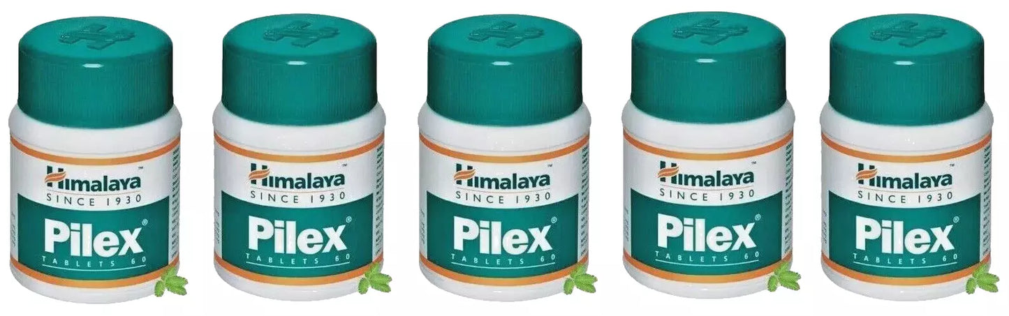 Himalaya Pilex 5 Pack (300 Tabs) – Hemorrhoid, Vein & Piles Herbal Support