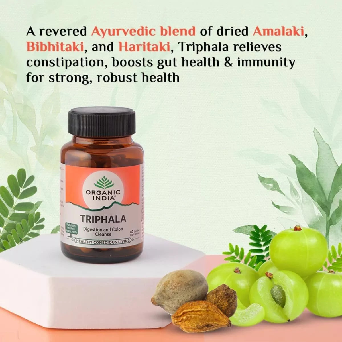 Organic India Triphala 180 Capsules Digestive Cleanse & Colon Health Support