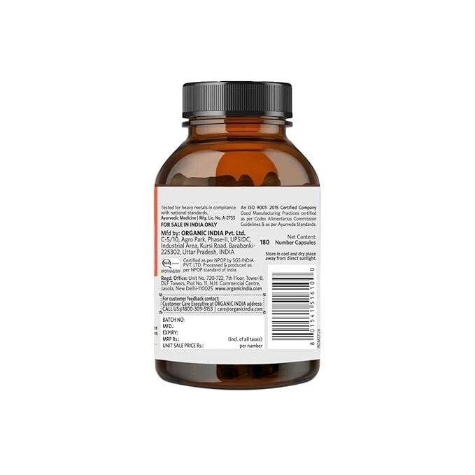 Organic India Triphala 180 Capsules Digestive Cleanse & Colon Health Support