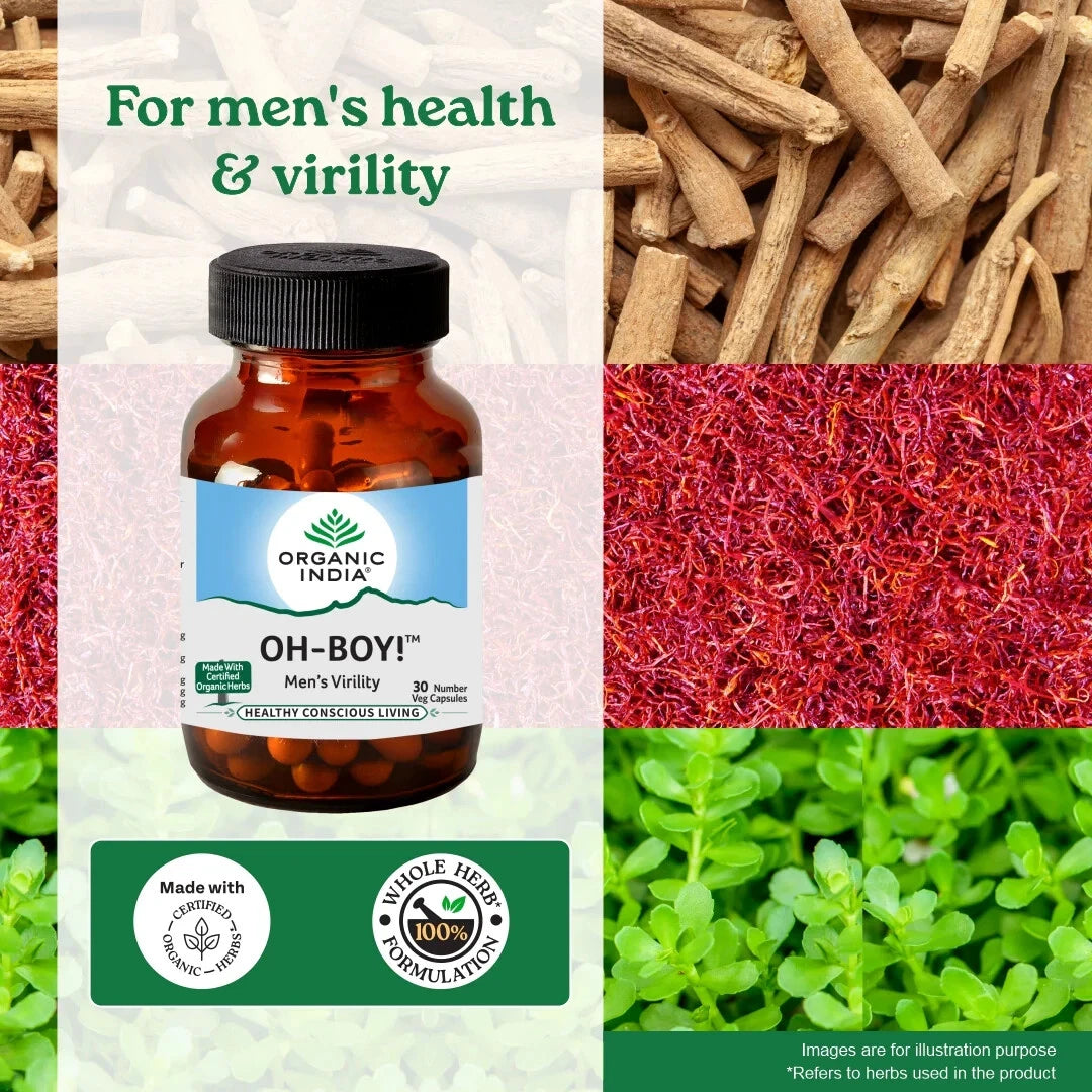 3x Organic India Oh-Boy 90 Capsules | Men’s Vitality, Energy & Libido Free Ship