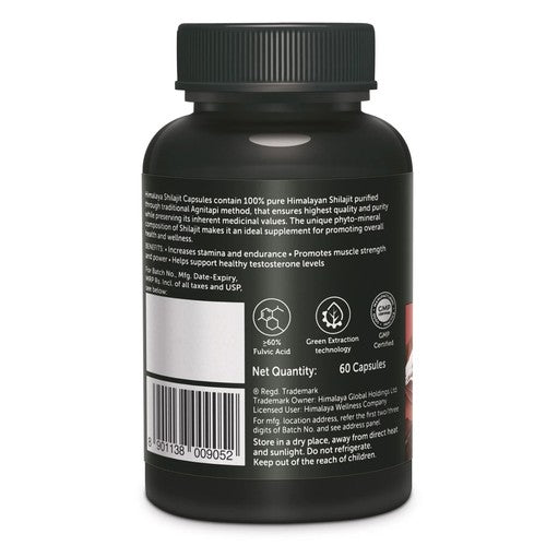 Himalaya Asphaltum (Shilajit) 60 Capsules: Natural Energy, Stamina, and Vitality Booster - Ayurvedic Herbal Supplement