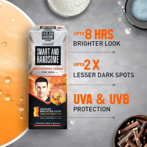 Fair & Handsome Men's Brightening & Whitening Face Cream - 3 x 60g Packs for All Skin Types, SPF 5