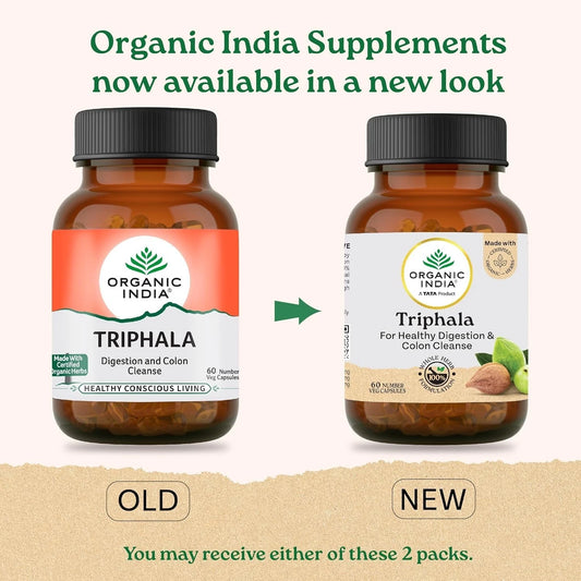 Organic India Triphala 180 Capsules Digestive Cleanse & Colon Health Support