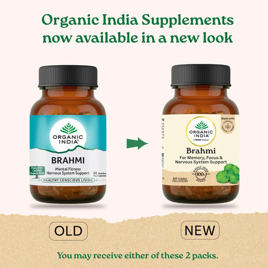 Organic India Brahmi 180 Capsules | Brain Health & Memory Support | Herbal Boost