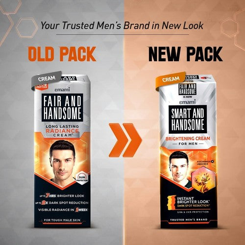 Fair & Handsome Men's Brightening & Whitening Face Cream - 3 x 60g Packs for All Skin Types, SPF 5